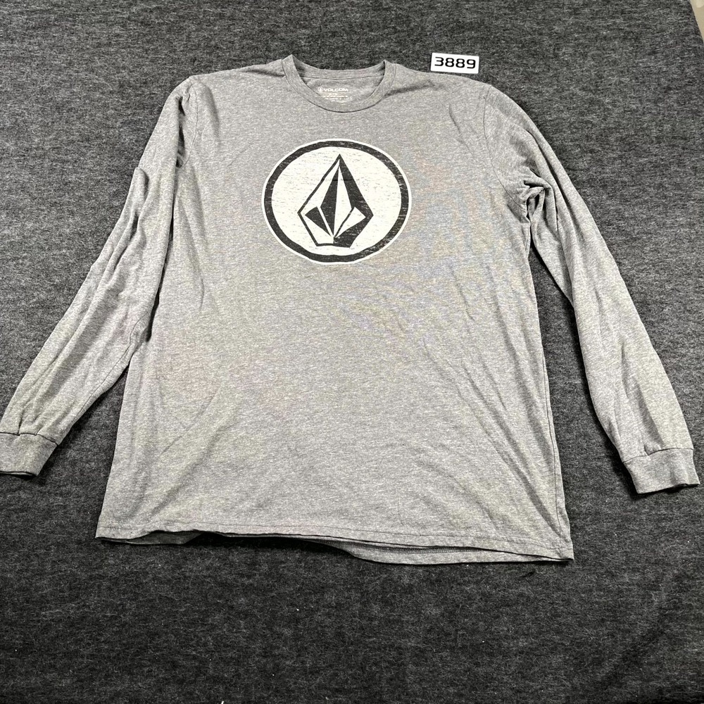 Volcom T Shirt Mens XL Heather Gray Stone Logo Cotton Long Sleeve Pullover
